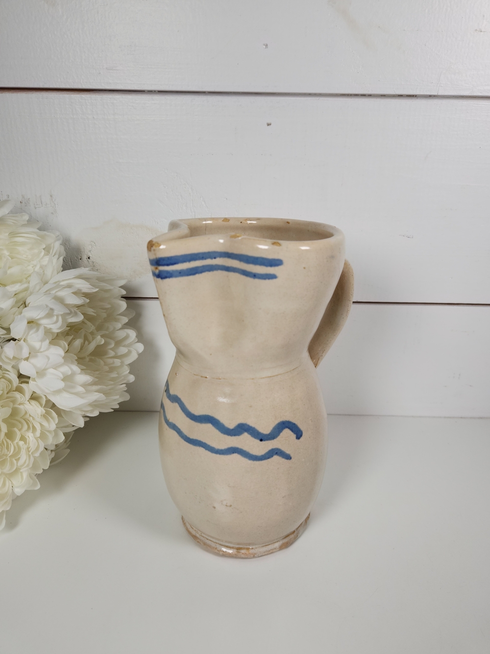 Unmarked Puglian Style Ceramic Pitcher | Hand Thrown Italian Pottery |Rustic Jug